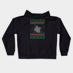 Drums Ugly Christmas Sweater Kids Hoodie